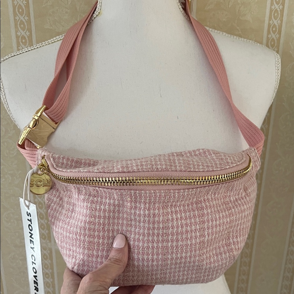 NWT Stoney Clover Lane Novelty Woven Fanny Pack in Shimmer Pink Woven